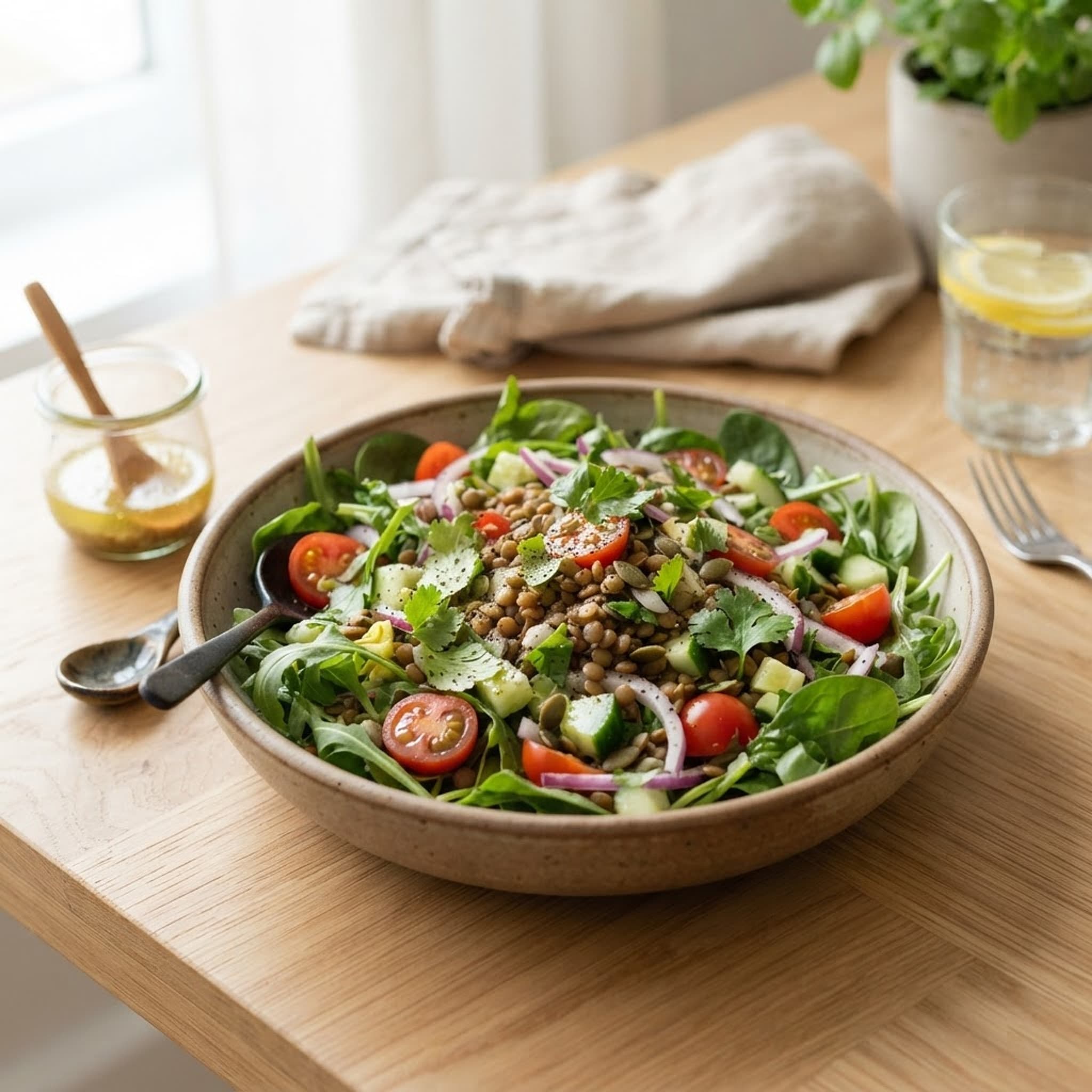 Salada com lentilhas